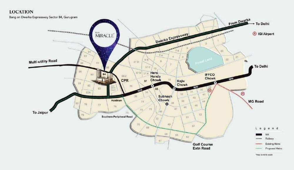 elan miracle location map sector 84 gurgaon