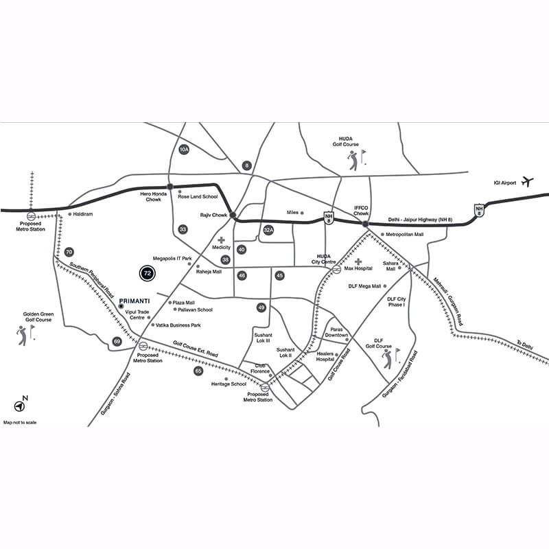 tata primanti location map gurgaon